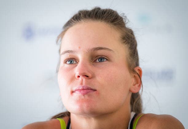 January 12, 2021, Abu Dhabi, UNITED ARAB EMIRATES: Veronika Kudermetova of Russia talks to the media after winning her semifinal match at the 2021 Abu Dhabi WTA, Tennis Damen Womens Tennis Open WTA 500 tournament. Abu Dhabi UNITED ARAB EMIRATES - ZUMAa181 20210112_zaa_a181_056 Copyright: xRobxPrangex