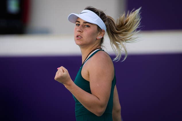 January 12, 2021, Abu Dhabi, UNITED ARAB EMIRATES: Marta Kostyuk of Ukraine in action during her semifinal match at the 2021 Abu Dhabi WTA, Tennis Damen Womens Tennis Open WTA 500 tournament against Veronika Kudermetova of Russia Abu Dhabi UNITED ARAB EMIRATES - ZUMAa181 20210112_zaa_a181_095 Copyright: xRobxPrangex