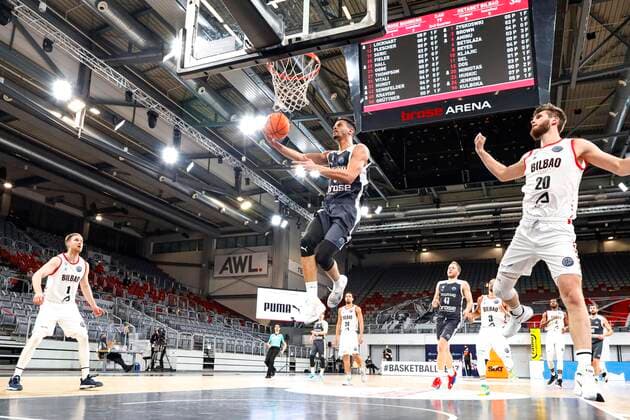 Sport Bilder des Tages Dominic Lockhart (Brose Bamberg, 03) Basketball Champions League 2020 21, Gruppenphase Spieltag 5, Brose Bamberg - Retabet Bilbao 12.01.2021, Bamberg, Brose Arena Copyright: DanielxLöb