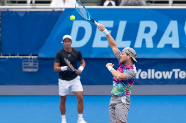 January 12, 2021, Delray Beach, Florida, United States: Delray Beach, FL - January 12, 2021: Ariel Behar(URU) Gonzalo Escobar(ECU) plays Mackenzie McDonald(USA) Tommy Paul(USA) Semi-Final match at the 2021 Delray Beach Open by Vitacost.com. Delray Beach USA - ZUMApa3_ 20210112_zap_pa3_002 Copyright: xAndrewxPatronx