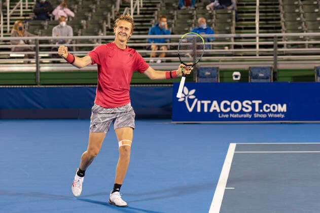 January 12, 2021, Delray Beach, Florida, United States: Delray Beach, FL - January 12, 2021: Sebastian Korda(USA) defeats Cameron Norrie(GBR) 63 75 during the Semi-Final match at the 2021 Delray Beach Open by Vitacost.com. Delray Beach USA - ZUMApa3_ 20210112_zap_pa3_027 Copyright: xAndrewxPatronx