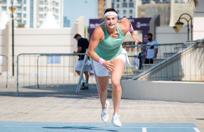 January 13, 2021, Abu Dhabi, UNITED ARAB EMIRATES: Aryna Sabalenka of Belarus before her final match at the 2021 Abu Dhabi WTA, Tennis Damen Womens Tennis Open WTA 500 tournament against Veronika Kudermetova of Russia Abu Dhabi UNITED ARAB EMIRATES - ZUMAa181 20210113_zaa_a181_004 Copyright: xRobxPrangex