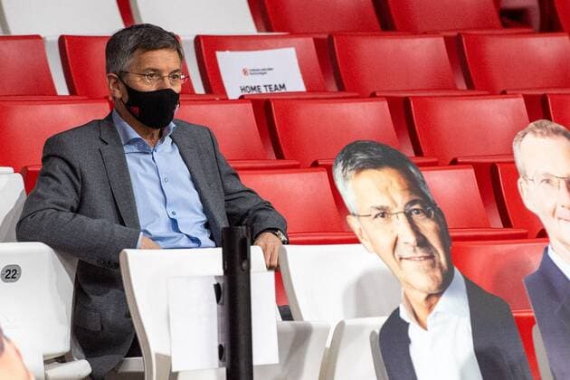 Vereinspraesident Herbert Hainer (FC Bayern München) im Original und aus Pappe, FC Bayern Basketball vs. Zenit St. Petersburg, Basketball, Euroleague, 13.01.2021 Muenchen Bayern Deutschland