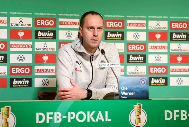 Foto : Trainer Ole WERNER Kiel Fussball - DFB - Pokal , am Mi. 13.01.2021 Holstein Kiel - Bayern München 8 - 7 nach Elfmeterschiessen