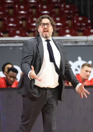 FCBB - Head Coach Andrea TRINCHIERI. Basketball, FC Bayern - Madrid, Euroleague, Saison 2020-2021, am 15.1.2021 in Muenchen, A U D I D O M E, Deutschland. Quelle Copyright Credit : Oryk HAIST