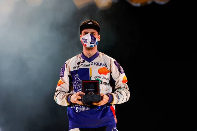 Gelazninkas Arunas (ltu), KTM, Zigmas Dakar Team, Original by Motul, Moto, Bike, portrait during the finishing podium ceremony at the King Abdullah International Stadium in Jeddah, in Saudi Arabia on January 15, 2021 AUTOMOBILE : DAKAR 2021 - Arabie saoudite - Podiums - 15 01 2021 DPPI Panoramic 
