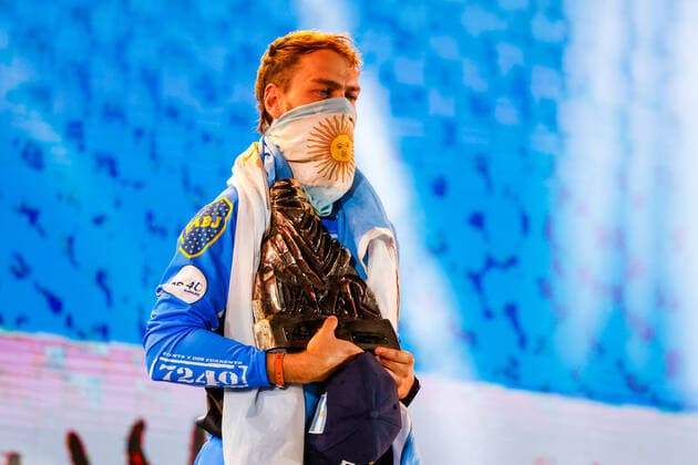 Andujar Manuel (arg), Yamaha, 7240 Team, Quad, portrait during the finishing podium ceremony at the King Abdullah International Stadium in Jeddah, in Saudi Arabia on January 15, 2021 AUTOMOBILE : DAKAR 2021 - Arabie saoudite - Podiums - 15 01 2021 DPPI Panoramic 