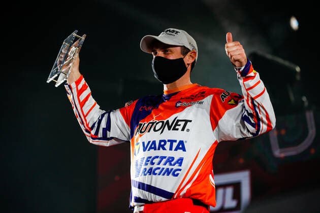 Gyenes Emanuel (rou), KTM, Autonet Motorcycle Team, Original by Motul, Moto, Bike, portrait during the finishing podium ceremony at the King Abdullah International Stadium in Jeddah, in Saudi Arabia on January 15, 2021 AUTOMOBILE : DAKAR 2021 - Arabie saoudite - Podiums - 15 01 2021 DPPI Panoramic 