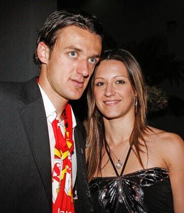 19.05.07 VfB Stuttgart Meisterschaft 2007 Party im Amici Deutschland, Stuttgart, 19.05.2007, Fussball, Bundesliga, VfB Stuttgart, Meisterschaft 2007 Party im Amici: Christian Gentner mit Freundin Verena.