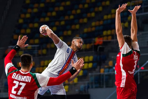 210115 of Cape Verde Leandro Semedo during the 2021 IHF World Handball Championship match between Hungary and Cape Verde on January 15, 2021 in Giza. Photo: Mathias Bergeld BILDBYRAN COP 200 MB0088 handball handboll handball hungary ungern cape verde kap verde bbeng vm handball-vm handbolls-vm ihf handball World Championship, WM, Weltmeisterschaft world handball championship 2021 world championship 2021 Copyright: MATHIASxBERGELD BB210115MB075