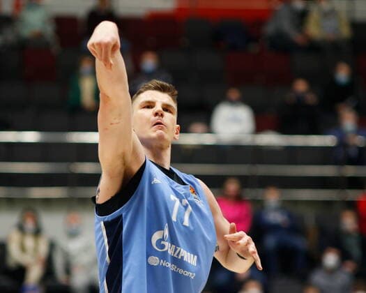 Of The Russian Federation. Saint-Petersburg. Sibur Arena. Basketball. The Regular Season. Euroleague 2020 2021, BC Zenit - BC Zalgiris. Player of the basketball club Zenit Arturas Gudaitis. MaksimxKonstantinov