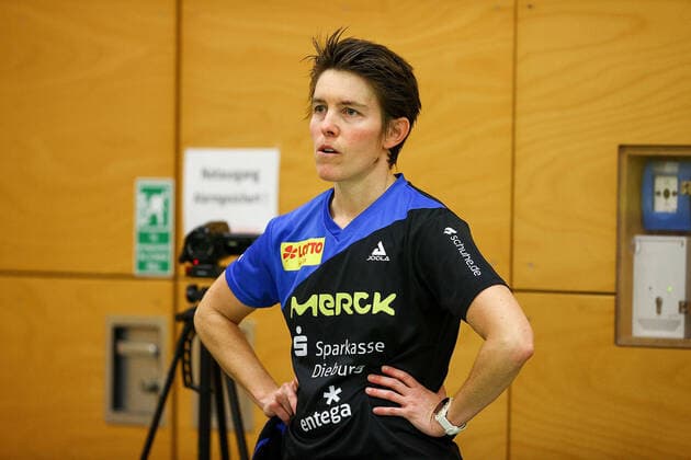 despor 16.01.2021 Langstadt, Ekkehard-Colmar-Halle Tischtennis Damen 1.Bundesliga TSV Langstadt - SV DJK Kolbermoor emspor, emonline, oespor, v.l., Tanja Krämer (TSV Langstadt Tischtennis Damen 1.Bundesliga) enttaeuscht, enttaeuscht schauend, dissapointed, traurig, frustriert, frust, gefrustet Foto: Joaquim Ferreira