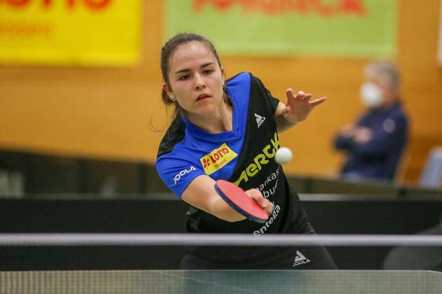 despor 16.01.2021 Langstadt, Ekkehard-Colmar-Halle Tischtennis Damen 1.Bundesliga TSV Langstadt - SV DJK Kolbermoor emspor, emonline, oespor, v.l., Alena Lemmer (TSV Langstadt Tischtennis Damen 1.Bundesliga) Foto: Joaquim Ferreira