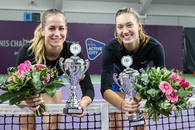 Im Bild: Siegerinnen 2021: Anna BONDAR (HUN) 8 und Tereza MIHALIKOVA (SVK) 3 Tennis Future Hamburg - ITF-W25 Hamburg, Hamburg, Tennis-Verband Hamburg, 16.01.2021,