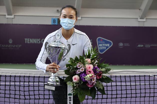 Im Bild: Siegerin 2021. Qinwen ZHENG (CHN) (Q) Tennis Future Hamburg - ITF-W25 Hamburg, Hamburg, Tennis-Verband Hamburg, 17.01.2021,