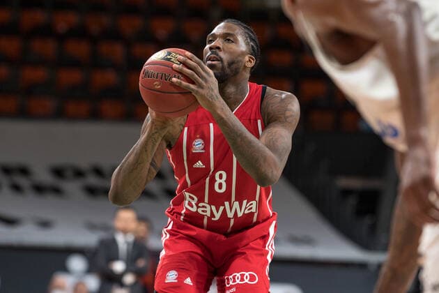Basketball, BBL, 20210117, FC Bayern München - Hamburg Towers Im Bild Jalen REYNOLDS (FC Bayern München, 8) Freiwurf. München Audi Dome Bayern Deutschland Copyright: Passion2Press MarkusxFischerx