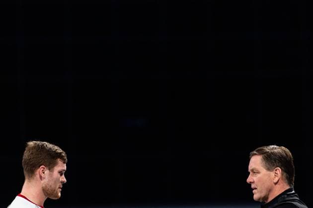 Sport Bilder des Tages 210119 Johannes Golla and Alfred Gislason, head coach of Germany during the 2021 IHF World Handball Championship match between Germany and Hungary on January 19, 2021 in Giza. Photo: Mathias Bergeld BILDBYRAN COP 200 MB0095 handball handboll handball germany tyskland ungern hungary bbeng vm handball-vm handbolls-vm ihf handball World Championship, WM, Weltmeisterschaft world handball championship 2021 world championship 2021 Copyright: MATHIASxBERGELD BB210119MB005