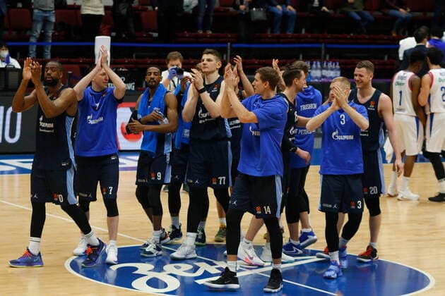 Of The Russian Federation. Saint-Petersburg. Sibur-arena. Basketball. The Regular Season. Euroleague 2020 2021, BC Zenit - BC Anadolu Efes. Player of the basketball club Zenit Arturas Gudaitis, William Thomas MaksimxKonstantinov