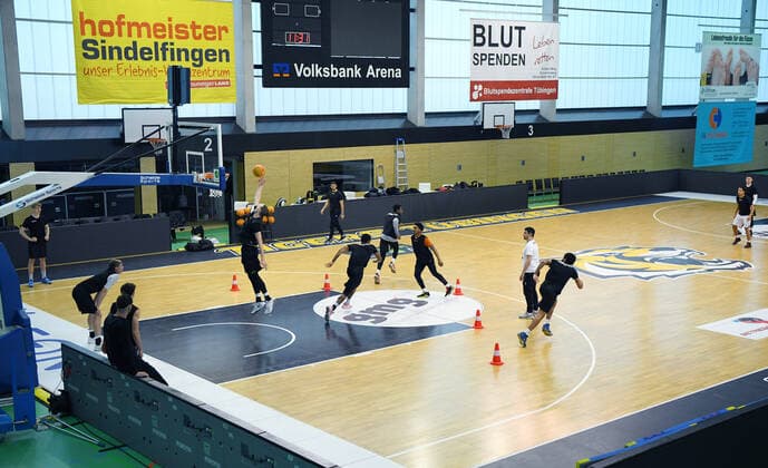 Basketball 2. Bundesliga 2020 2021 Tigers Tuebingen 22.01.2021 Training der Tigers Tuebingen in der Volksbank Arena in Rottenburg: Uebersicht