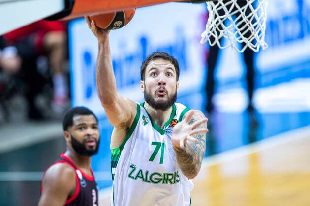 Basketball, EuroLeague, Zalgiris Kaunas - Olympiakos Piräus 2021-01-22 Kaunas Lithuania. Basketball team Zalgiris Kaunas plays vs Olympiacos Piraeus from Greece Euroleague game at Zalgiris arena in Kaunas on Friday 22 of January 2021. JOFFREY LAUVERGNE. Kaunas Lithuania  Copyright: xKarolisxKavolelisx euroleague basketball