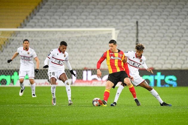07 FLORIAN SOTOCA (LENS) - 03 ROBSON BAMBU ALVES DE BARROS (NICE) FOOTBALL : Lens vs Nice - Ligue 1 Uber Eats - 23 01 2021 FEP Panoramic 
