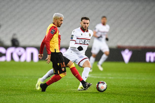 Amine GOUIRI ( 11 - Nice ) - Facundo Axel MEDINA ( 14 - Lens ) - FOOTBALL : Lens vs Nice - Ligue 1 - Lens - 23 01 2021 FedericoPestellini Panoramic 