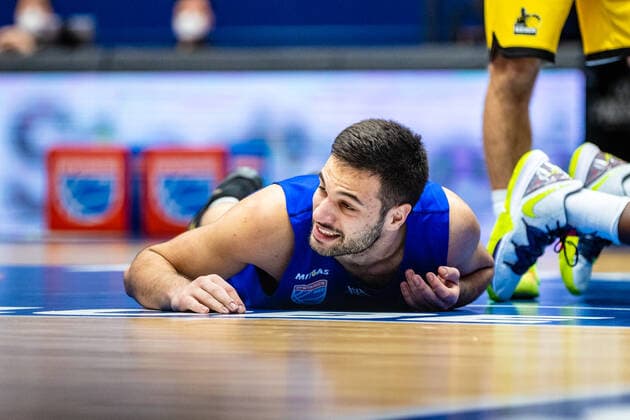 Benedikt Turudic ( 44 Symtainics MBC) waehrend der Begegnung Saison 2020-2021 (Herren) in der EasyCredit Bundesliga zwischen Syntainics MBC und MHP Riesen Ludwigsburg in der Stadthalle Weissenfels am 23. January 2021 in Weissenfels, Sachsen Anhalt, Deutschland