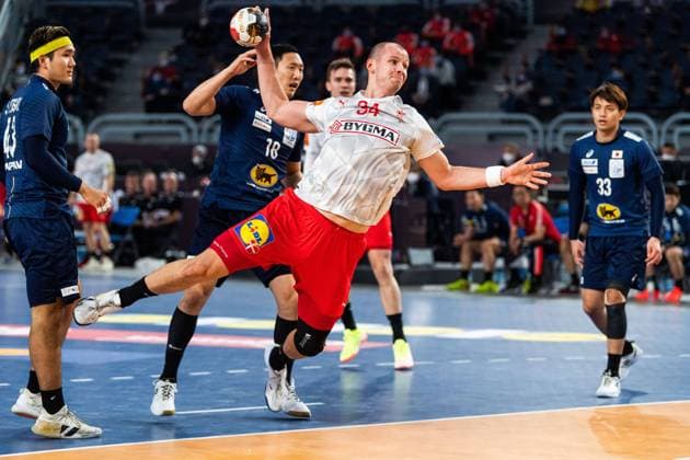 210123 Simon Jensen of Denmark during the 2021 IHF World Handball Championship match between Japan and Denmark on January 23, 2021 in Cairo. Photo: Mathias Bergeld BILDBYRAN COP 200 MB0105 handball handboll handball japan danmark denmark bbeng vm handball-vm handbolls-vm ihf handball World Championship, WM, Weltmeisterschaft world handball championship 2021 world championship 2021 Copyright: MATHIASxBERGELD BB210123MB057