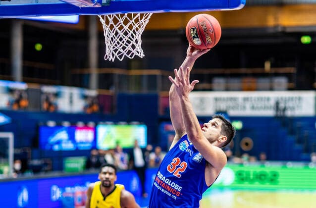 Roko Rogic ( 32 Syntainics MBC) waehrend der Begegnung Saison 2020-2021 (Herren) in der EasyCredit Bundesliga zwischen Syntainics MBC und MHP Riesen Ludwigsburg in der Stadthalle Weissenfels am 23. January 2021 in Weissenfels, Sachsen Anhalt, Deutschland