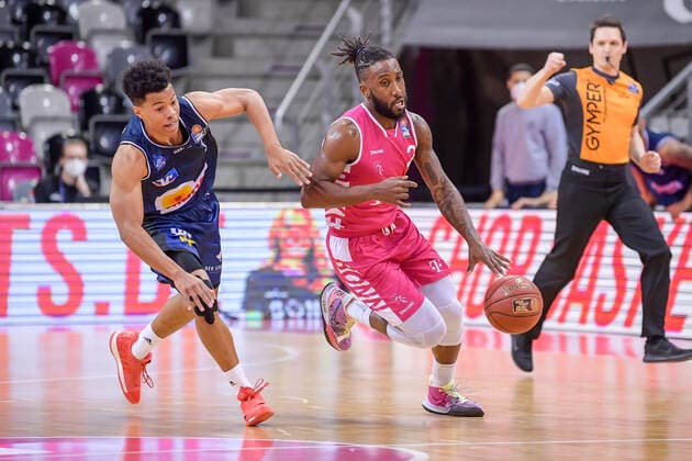 easyCredit BBL, Telekom Baskets Bonn vs. HAKRO Merlins Crailsheim, 24.01.2021 Xavier Pollard (Telekom Baskets Bonn 2), easyCredit BBL, Telekom Baskets Bonn vs. HAKRO Merlins Crailsheim am 24.01.2021 im Telekom Dome Bonn, Bonn (Nordrhein-Westfalen) Copyright: xBEAUTIFULxSPORTS Mueller-Laschetx