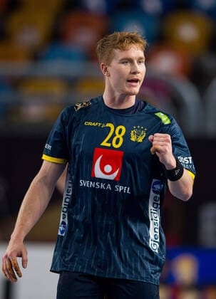 210124 Jonathan Edvardsson of Sweden celebrates during the 2021 IHF World Handball Championship match between Russia and Sweden on January 24, 2021 in Cairo. Photo: Mathias Bergeld BILDBYRAN COP 200 MB0106 handball handboll handball sweden sverige russia ryssland russian handball federation bbeng vm handball-vm handbolls-vm ihf handball World Championship, WM, Weltmeisterschaft world handball championship 2021 world championship 2021 jubel Copyright: MATHIASxBERGELD BB210124MB138