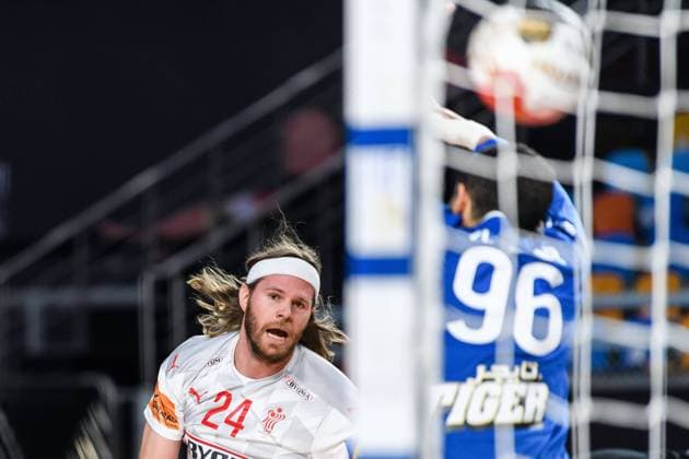 210127 Mikkel Hansen of Denmark during the 2021 IHF World Handball Championship quarter-final match between Denmark and Egypt on January 27, 2021 in Cairo. Photo: Mathias Bergeld BILDBYRAN COP 200 MB0110 handball handboll handball bbeng vm handball-vm handbolls-vm ihf handball World Championship, WM, Weltmeisterschaft world handball championship 2021 world championship 2021 denmark danmark egypt egypten quarterfinal quarter-final kvartsfinal quarter-finals Copyright: MATHIASxBERGELD BB210127MB024
