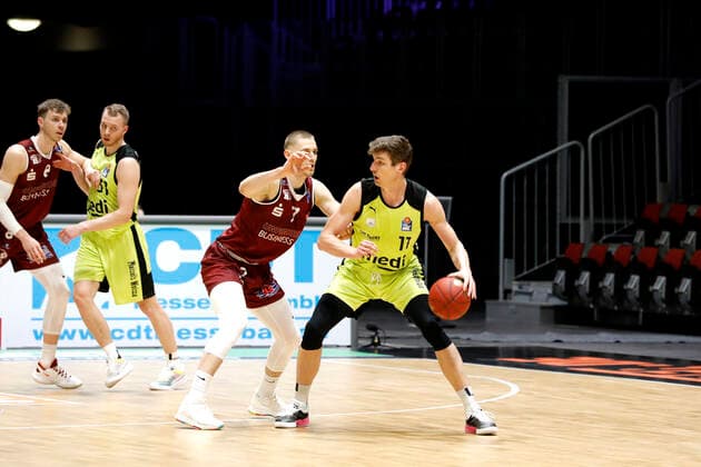 30.01.2021, easyCredit Basketball Bundesliga, BBL, Saison 2020 2021, Herren, Chemnitz Niners - Medi Bayreuth Andreas Seiferth, Medi Bayreuth, Jonas Richter, Niners Chemnitz Chemnitz Messe Chemnitz Sachsen Germany