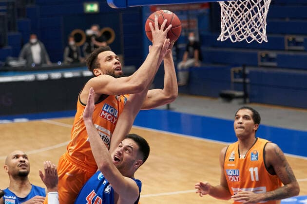 Syntainics MBC - Ratiopharm Ulm, Basketball, Bundesliga, Maenner, 15. Spieltag, 30.01.2021, v.l.: <mbc ulm Syntainics MBC - ratiopharm ulm, Basketball, Bundesliga, Maenner, 15. Spieltag, 30.01.2021, Weissenfels