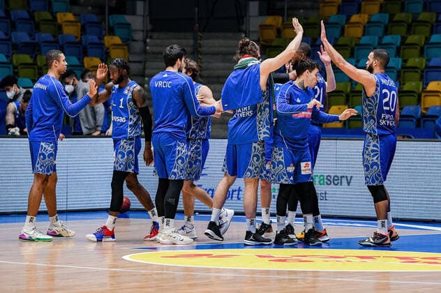 31.01.2021, xpsx, Basketball easyCredit BBL, Fraport Skyliners - Telekom Baskets Bonn v.l. Jubel bei Frankfurt emspor Frankfurt am Main
