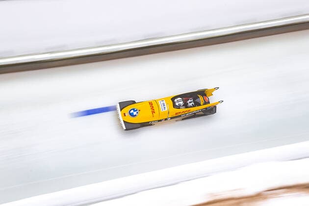 AUT, BMW IBSF Weltcup Bob, Igls 31.01.2021, Olympia Eiskanal, Innsbruck, AUT, BMW IBSF Weltcup Bob, Igls, Damen Zweierbob, 1. Lauf, im Bild Kim Kalicki und Viktoria Doenicke (GER) Kim Kalicki and Viktoria Doenicke of Germany in action during the 1st run of women doubles Bobsleigh competition of BMW IBSF World Cup at the Olympia Eiskanal in Innsbruck, Austria on 2021 01 31. Innsbruck Tirol Österreich