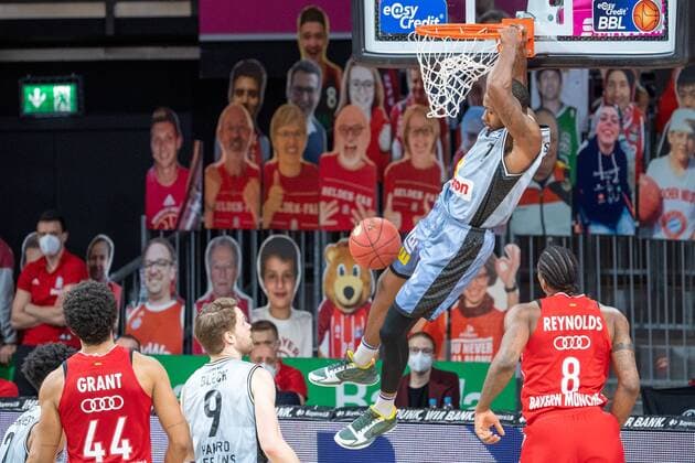 Haywood Highsmith 7 (Crailsheim Merlins), dunk, FC Bayern Basketball vs. Crailsheim Merlins, BBL, 31.01.2021 Muenchen Bayern Deutschland
