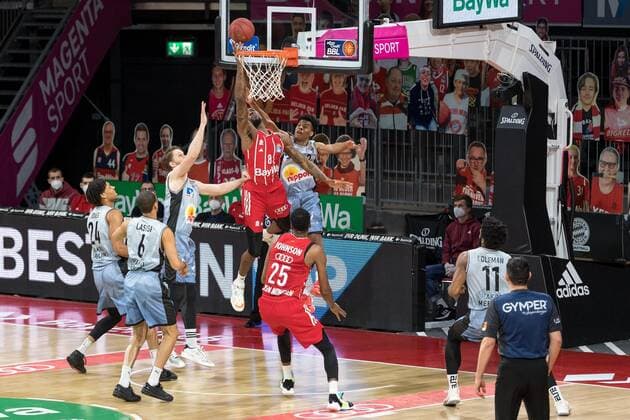 Basketball, BBL, 20210131, FC Bayern München - Merlins Crailsheim Im Bild Jalen REYNOLDS (FC Bayern München, 8) Korb. München Audi Dome Bayern Deutschland Copyright: Passion2Press MarkusxFischerx