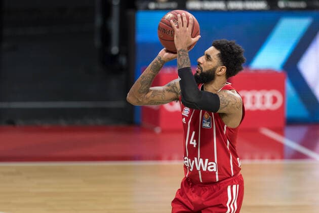 Basketball, BBL, 20210131, FC Bayern München - Merlins Crailsheim Im Bild Dennis Jerome SEELEY (FC Bayern München, 4) Freiwurf. München Audi Dome Bayern Deutschland Copyright: Passion2Press MarkusxFischerx