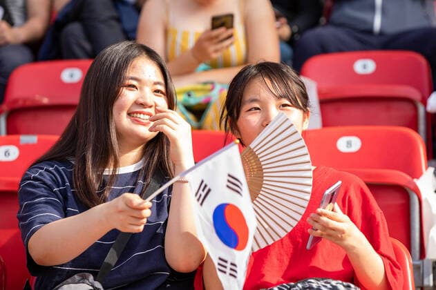 June 15, 2019, Lodz, Poland: Two supporters of South Korea seen during the 2019 FIFA U-20 World Cup Final match between Ukraine and Korea Republic at Lodz Stadium. Lodz Poland - ZUMAs197 20190615_zab_s197_075 Copyright: xMiko?AjxBarbanellx