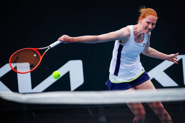 Alison Van Uytvanck WTA, Tennis Damen 65) during a tennis match between Alison Van Uytvanck vs Taiwanese Su-Wei Hsieh, in the first round of the women s singles at the Yarra Valley Classic tournament, a Summer Series tournament ahead of the Australian Open grand slam, Monday 01 February 2021 in Melbourne Park, Melbourne, Australia. PATRICKxHAMILTON  x05951376x