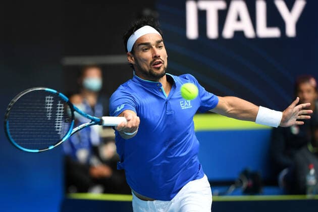TENNIS ATP, Tennis Herren CUP, Fabio Fognini of Italy in action during the singles match against Dennis Novak of Austria during the ATP Cup at Melbourne Park in Melbourne, Tuesday, February 2, 2021. ( NO ARCHIVING, EDITORIAL USE ONLY, NO USE IN BOOKS WITHOUT CONSENT MELBOURNE VIC AUSTRALIA  Copyright: xDAVExHUNTx 20210202001517692588