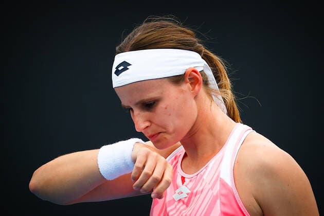 Greet Minnen WTA, Tennis Damen 110) in action during a tennis match against Argentine Nadia Podoroska, in the second round of the women s singles at the Yarra Valley Classic tournament, a Summer Series tournament ahead of the Australian Open grand slam, Tuesday 02 February 2021 in Melbourne Park, Melbourne, Australia. PATRICKxHAMILTON  x2635389x