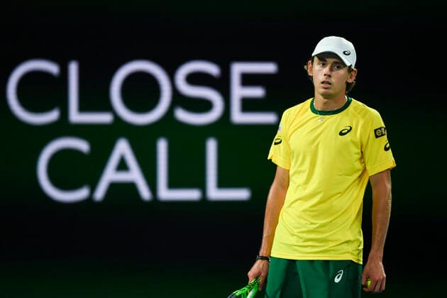 TENNIS ATP, Tennis Herren CUP, Alex de Minaur of Australia reacts during Round 1 of the ATP Cup against Roberto Bautista Agut of Spain at Melbourne Park in Melbourne, Tuesday, February 2, 2021. ( NO ARCHIVING, EDITORIAL USE ONLY, NO USE IN BOOKS WITHOUT CONSENT MELBOURNE VIC AUSTRALIA  Copyright: xDAVExHUNTx 20210202001517747921