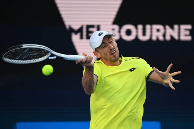 TENNIS ATP, Tennis Herren CUP, John Millman of Australia in action during the ATP Cup against michail Pervolarakis of Greece at Melbourne Park in Melbourne, Wednesday, February 3, 2021. ( NO ARCHIVING, EDITORIAL USE ONLY, NO USE IN BOOKS WITHOUT CONSENT MELBOURNE VIC AUSTRALIA  Copyright: xDEANxLEWINSx 20210203001517971929