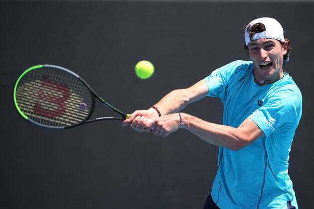 Ugo Humbert, FRA, during 2021 Melbourne Summer Series ATP, Tennis Herren Cup (AO pre-tournaments) in Melbourne, 03 02 2021; -