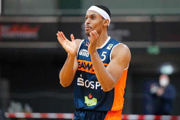 Leverkusen, Deutschland 03. Februar 2021: 2. BBL Pro A - 2020 2021 - Bayer Giants Leverkusen vs. Rostock Seawolves Chris Carter (Rostock Seawolves) Ostermann-Arena Nordrhein Westfalen Copyright: xFotostandx xvanxderxVeldenx