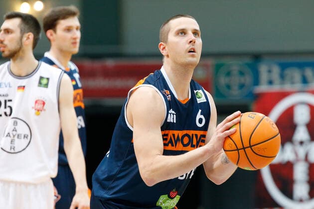 Leverkusen, Deutschland 03. Februar 2021: 2. BBL Pro A - 2020 2021 - Bayer Giants Leverkusen vs. Rostock Seawolves Rain Veidman (Rostock Seawolves) Ostermann-Arena Nordrhein Westfalen