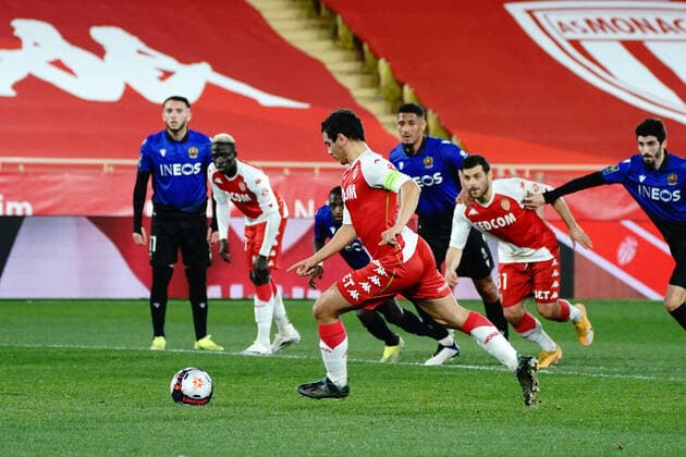 Fußball, AS Monaco - OGC Nizza Penalty - Wissam Ben Yedder (AS Monaco) FOOTBALL : AS Monaco vs OGC Nice - Ligue 1 Uber Eats - Monaco - 03 02 2021 NorbertScanella PanoramiC 