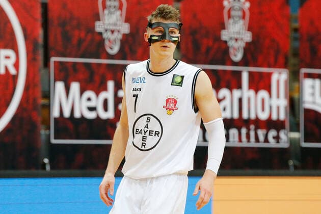 Leverkusen, Deutschland 03. Februar 2021: 2. BBL Pro A - 2020 2021 - Bayer Giants Leverkusen vs. Rostock Seawolves Garrit Dressler (Bayer Giants Leverkusen) Ostermann-Arena Nordrhein Westfalen